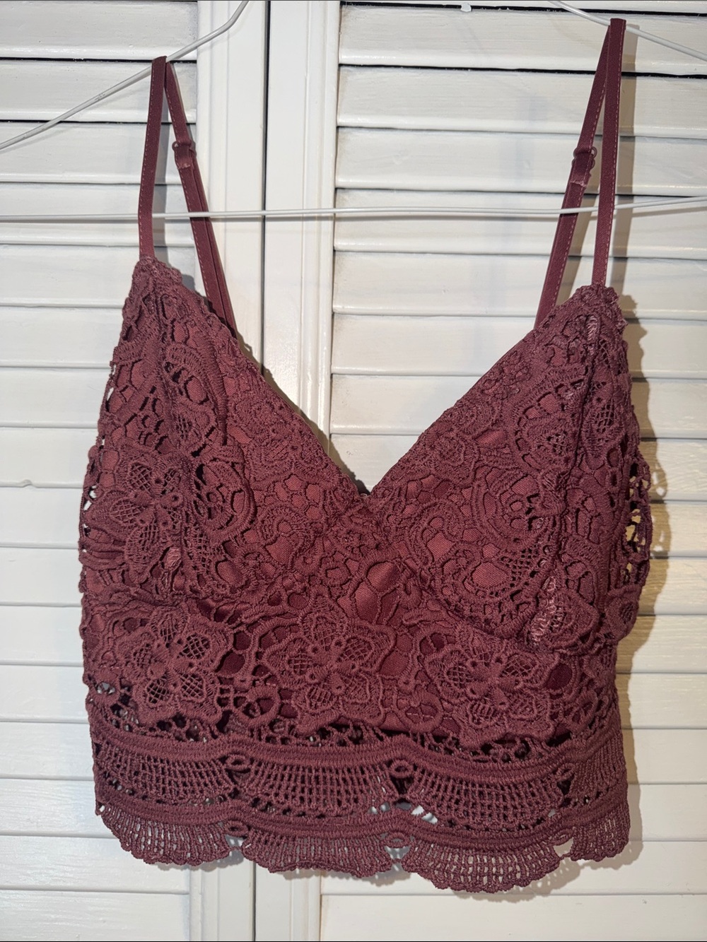 Kendall & Kylie Mauve Crochet Lace Bralette Crop Top